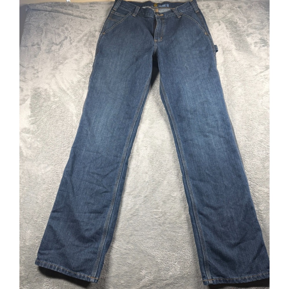 Carhartt 103327-966 Mens 31x34 Relaxed Fit Carpenter Jeans Blue Workwear